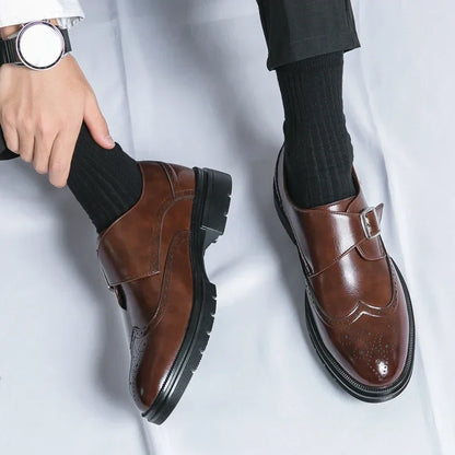 Chaussures monk strap avec perforations brogue pour homme | idéal pour le bureau et les occasions habillées