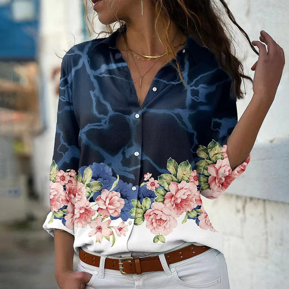 Blouse à Manches Longues avec Imprimé Floral pour Femmes | Idéal pour l’Été