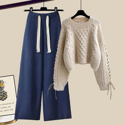 Ensemble Décontracté Deux Pièces avec Pull et Pantalon pour Femmes | Idéal pour l’Automne et l’Hiver