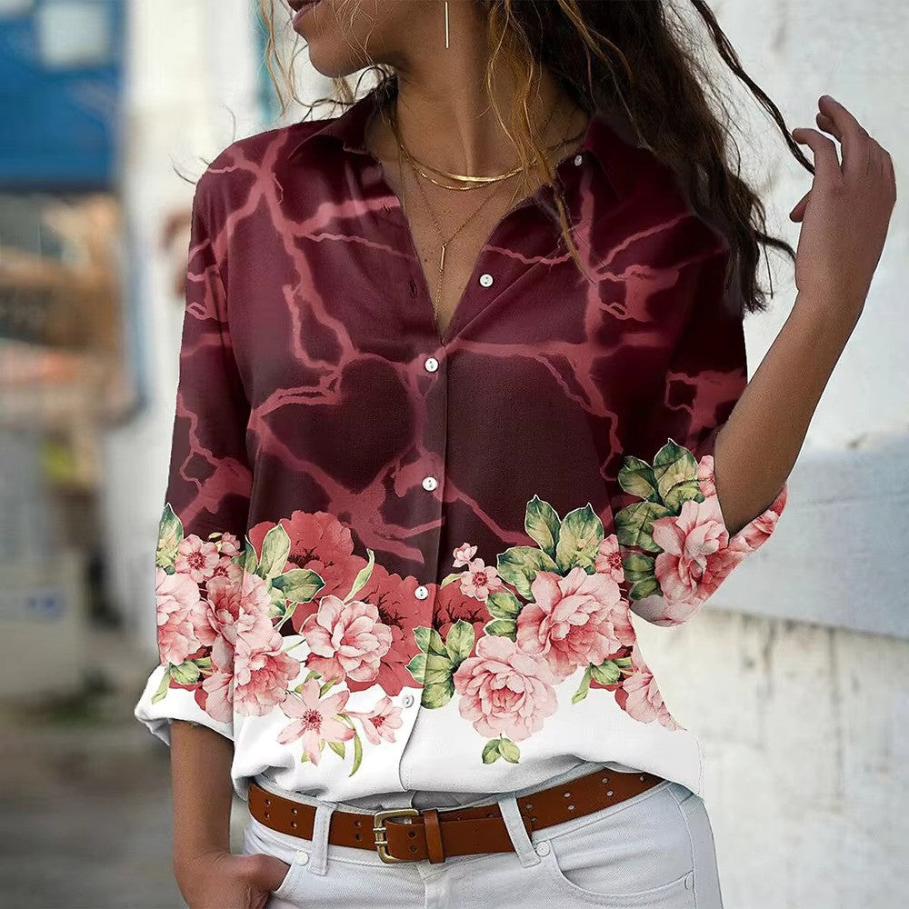 Blouse à Manches Longues avec Imprimé Floral pour Femmes | Idéal pour l’Été
