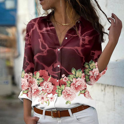 Blouse à Manches Longues avec Imprimé Floral pour Femmes | Idéal pour l’Été