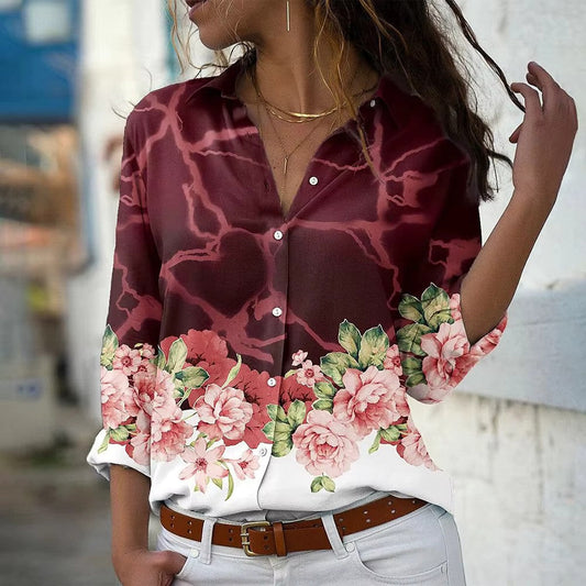Blouse à Manches Longues avec Imprimé Floral pour Femmes | Idéal pour l’Été