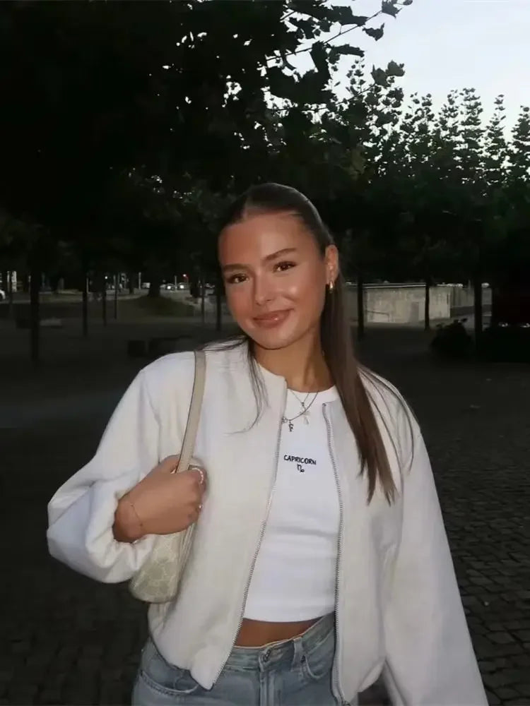 Veste Mi-Saison À Col Rond Avec Fermeture Zippée Pour Femme | Idéale Pour Usage Quotidien
