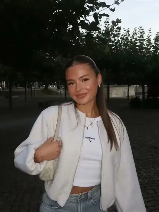 Veste Mi-Saison À Col Rond Avec Fermeture Zippée Pour Femme | Idéale Pour Usage Quotidien