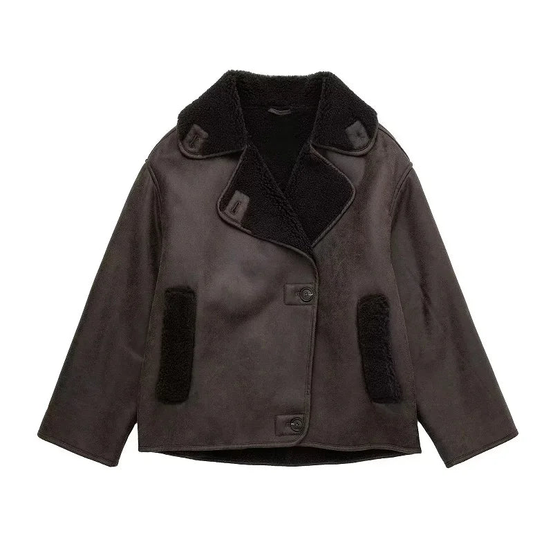 Veste d’Hiver avec Large Col et Fermeture à Boutons pour Femme | Idéale par Temps Froid