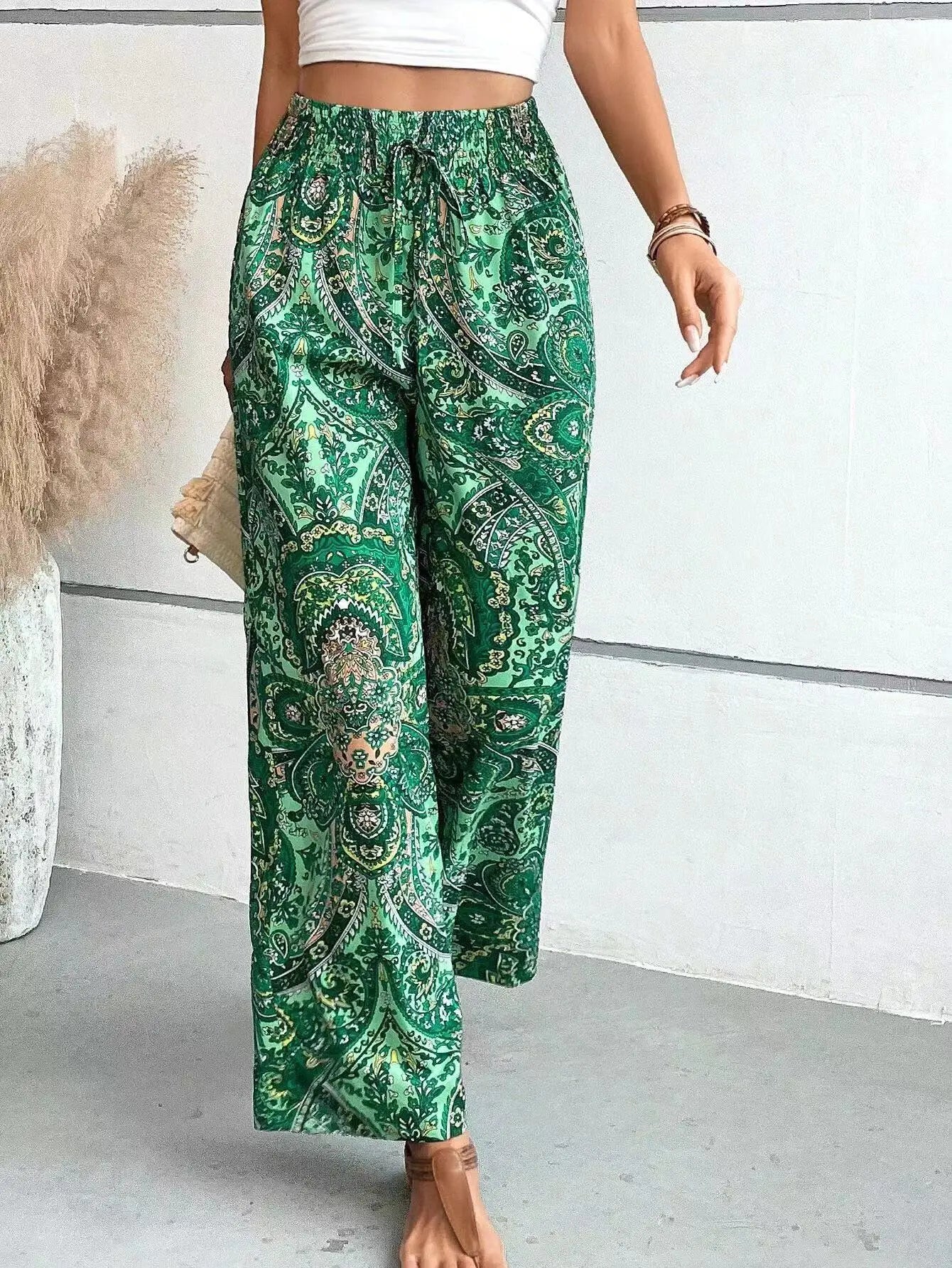 Pantalon Large Avec Motif Paisley Pour Femmes | Idéal Pour Usage Quotidien Et Temps Chaud