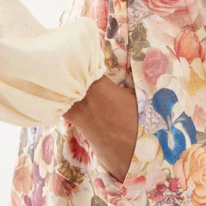Robe Midi Fleurie Boutonnée Avec Ceinture Amovible Pour Femme | Idéale Pour Les Événements Printaniers
