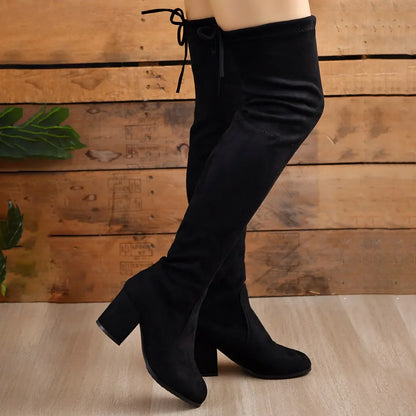 Bottes au-Dessus du Genou avec Talon Bloc pour Femme | Idéal pour Usage Quotidien
