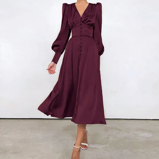 Robe Avec Manches Lanternes Et Coupe A Pour Femmes | Adaptée Aux Tenues Quotidiennes
