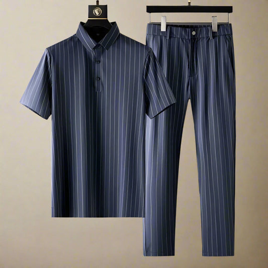 Ensemble Deux Pièces à Rayures avec Taille Élastique pour Homme | Idéal pour Mi-Saison