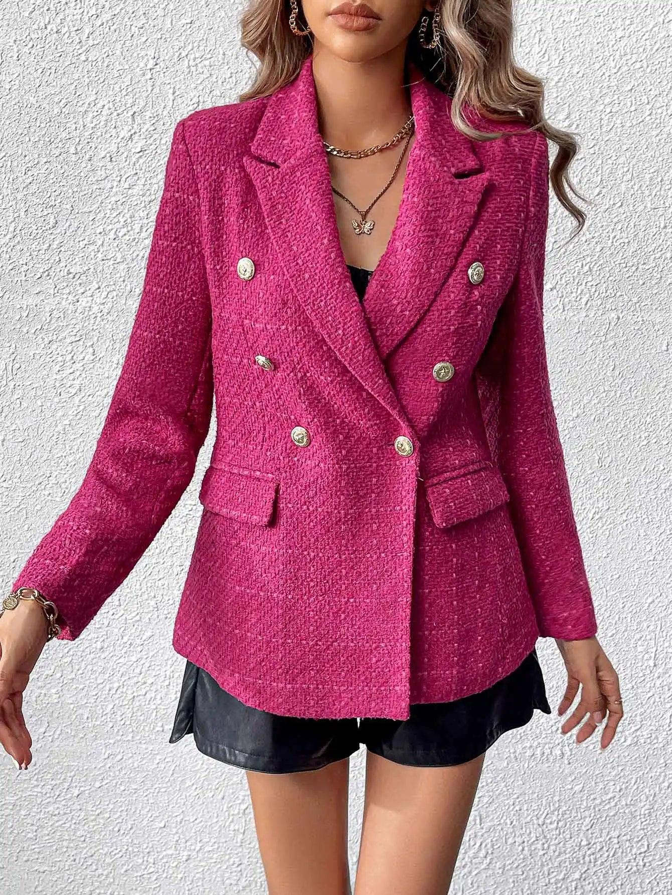 Blazer Mi-Long Avec Col Tailleur Pour Femme | Idéal Pour Travail Et Sorties