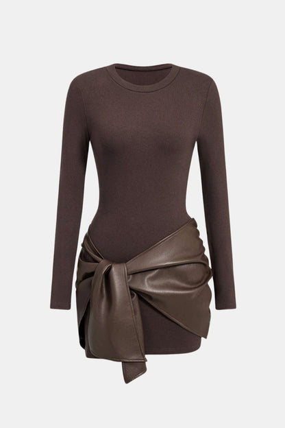 Robe Mini Avec Détail Noué Sur Le Devant Et Coupe Ajustée Pour Femme | Idéal Pour Soirées Et Événements