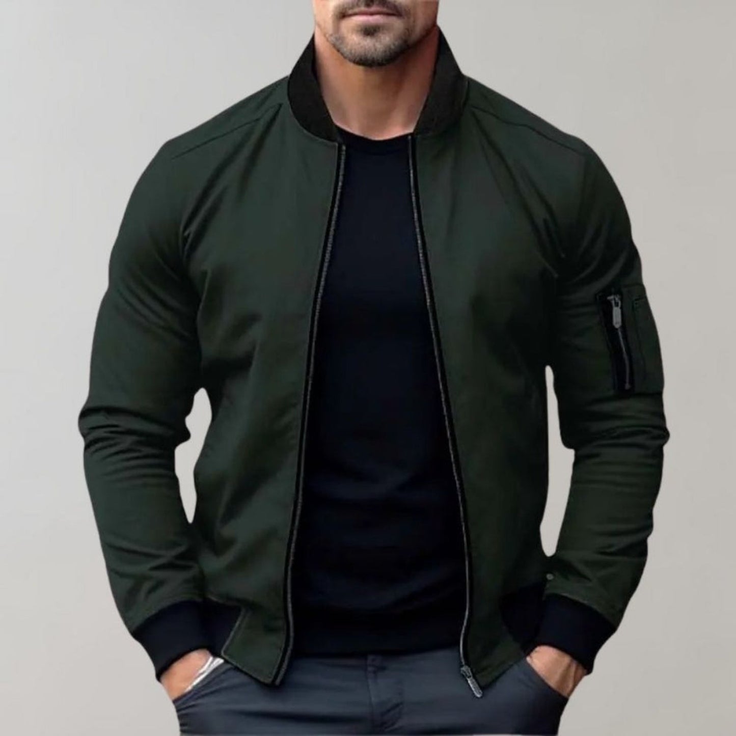 Bomber pour Hommes avec Fermeture Zippée et Poches Multiples | Idéal pour Tenues Quotidiennes