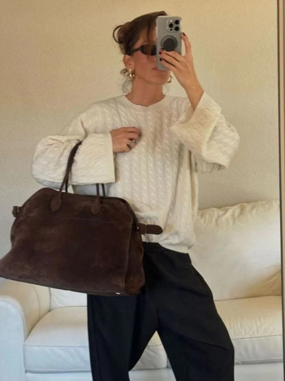 Sac Cabas à Bandoulière avec Finition Aspect Daim pour Femme | Idéal pour un Usage Quotidien