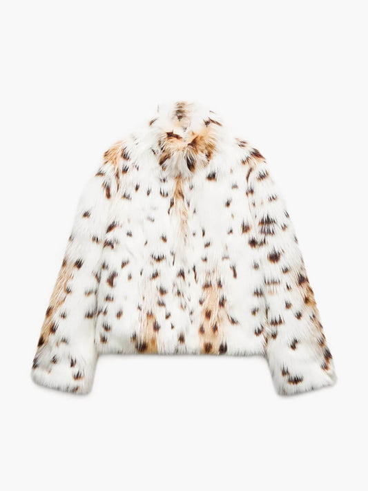 Manteau À Imprimé Léopard avec Col Ouvert Et Manches Longues pour Femmes | Idéal pour L’Hiver