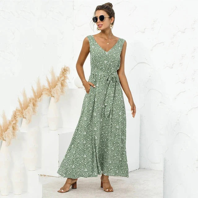 Robe Longue Noire avec Motif Discret pour Femme | Idéale pour l’Été