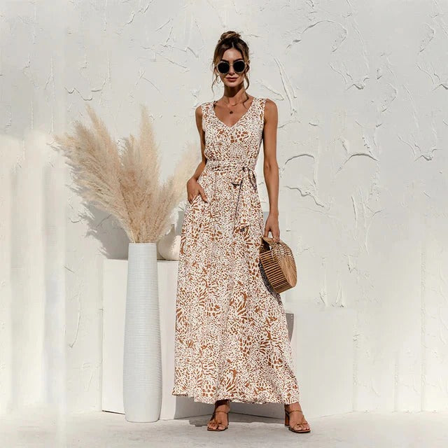 Robe Longue Noire avec Motif Discret pour Femme | Idéale pour l’Été