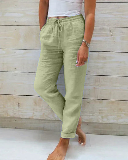 Pantalon à Coupe Droite pour Femme avec Ceinture Élastique | Idéal pour Temps Chaud
