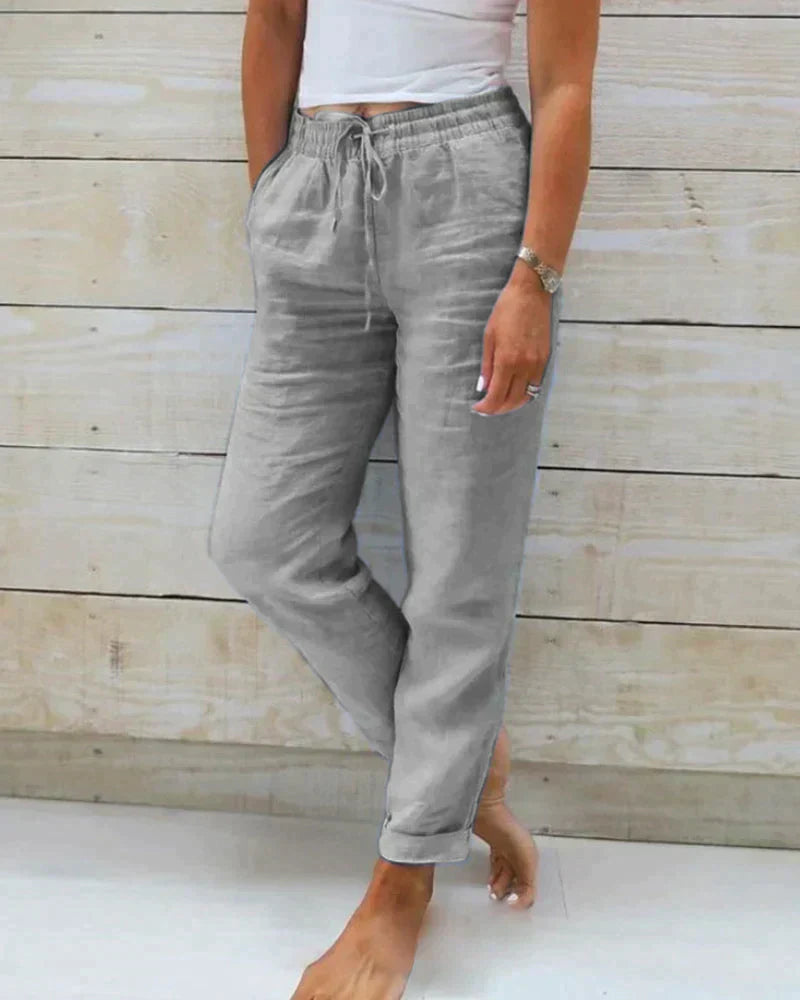 Pantalon à Coupe Droite pour Femme avec Ceinture Élastique | Idéal pour Temps Chaud
