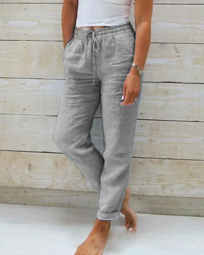 Pantalon à Coupe Droite pour Femme avec Ceinture Élastique | Idéal pour Temps Chaud