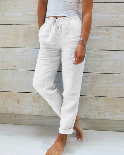 Pantalon à Coupe Droite pour Femme avec Ceinture Élastique | Idéal pour Temps Chaud