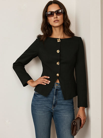 Veste à Boutons Métalliques pour Femme | Idéale pour la Mi-Saison