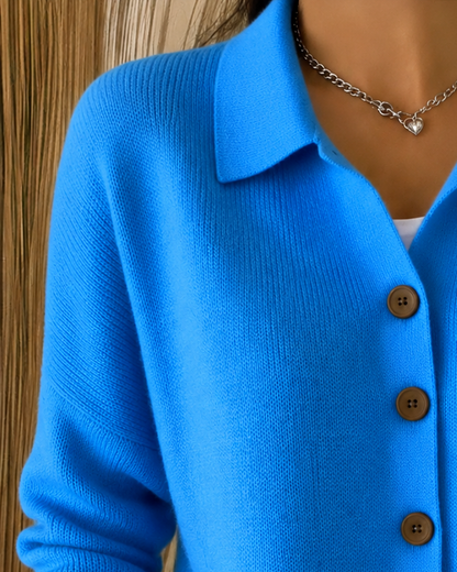 Cardigan boutonné à col chemise pour femmes