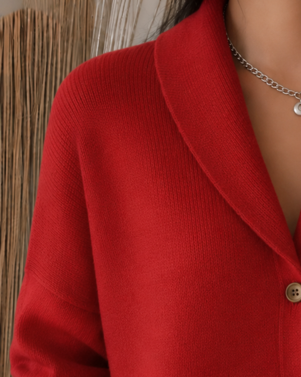 Cardigan boutonné à col chemise pour femmes