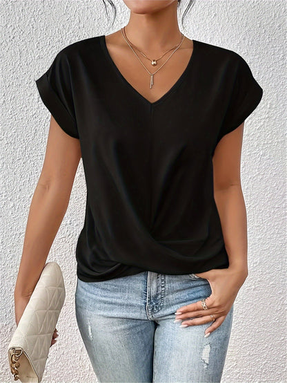 Lot de 2 T-Shirts à Col V et Coupe Ajustée pour Femme | Idéal pour le Travail et les Tenues Décontractées