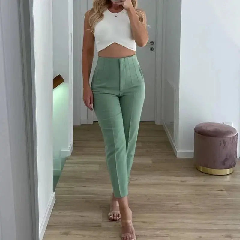 Pantalon Plissé Taille Haute Avec Fermeture Zippée Pour Femmes | Idéal Pour Un Usage Quotidien