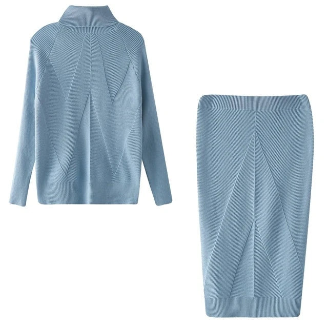 Ensemble Pull À Col Roulé Et Jupe Ajustée Pour Femme | Idéal Pour Les Saisons Fraîches