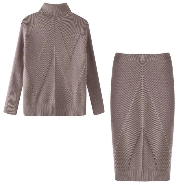 Ensemble Pull À Col Roulé Et Jupe Ajustée Pour Femme | Idéal Pour Les Saisons Fraîches