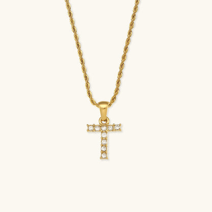 Collier initiale en pierres serties pour femmes