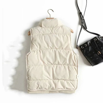 Gilet matelassé à col montant et motif losanges pour femmes | Idéal pour l’automne