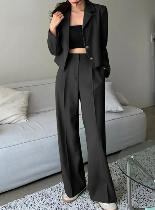 Ensemble avec Blazer Et Pantalon Taille Haute pour Femme | Idéal pour Bureau Et Réunions