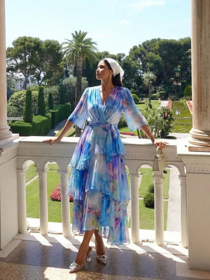 Robe maxi à volants pour femmes