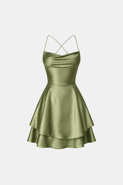 Robe Mini En Satin Avec Coupe Évasée Pour Femme | Idéal Pour Soirées Et Événements