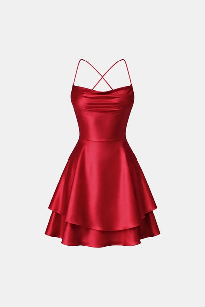 Robe Mini En Satin Avec Coupe Évasée Pour Femme | Idéal Pour Soirées Et Événements