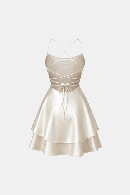 Robe Mini En Satin Avec Coupe Évasée Pour Femme | Idéal Pour Soirées Et Événements