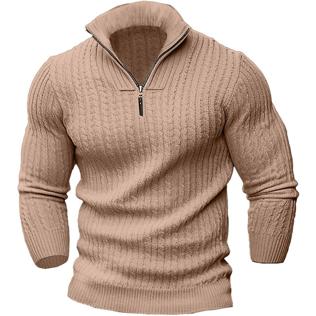 Pull Camionneur Long Avec Col Zippé Et Coupe Ajustée Pour Homme | Idéal Pour La Saison Fraîche