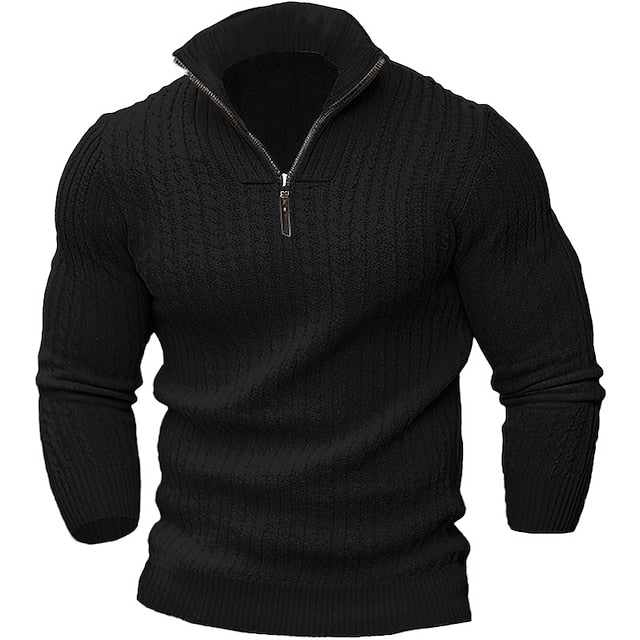 Pull Camionneur Long Avec Col Zippé Et Coupe Ajustée Pour Homme | Idéal Pour La Saison Fraîche