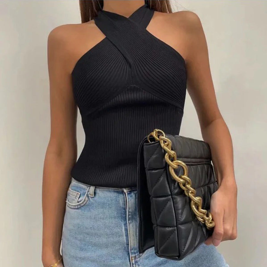 Top Avec Bretelles Croisées Et Coupe Ajustée Pour Femme | Idéal Pour Les Sorties Et Les Soirées