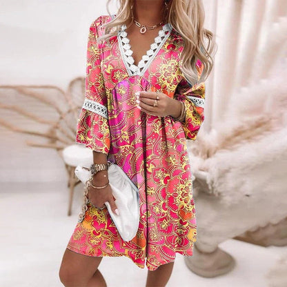 Robe Mini À Motif Bohème Pour Femme | Idéale Pour L'Été Et Les Sorties Décontractées