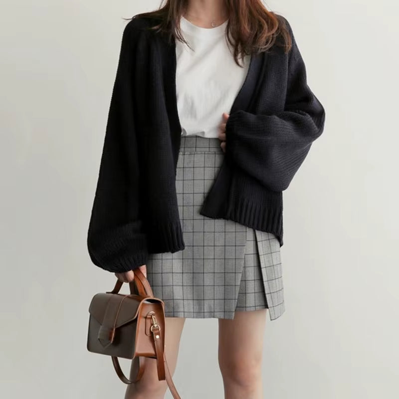 Cardigan à col ouvert et manches amples pour femme | Idéal pour l’automne