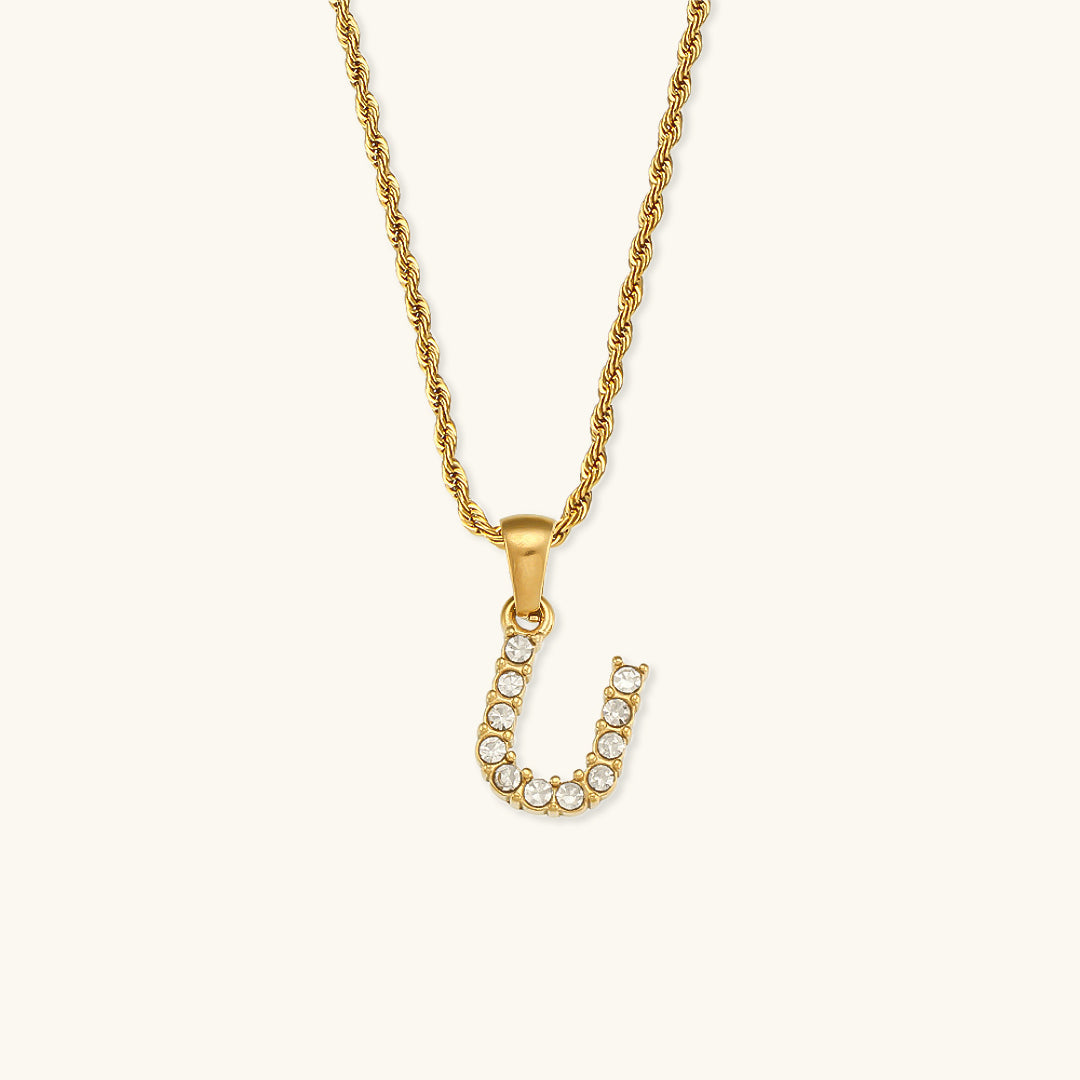 Collier initiale en pierres serties pour femmes