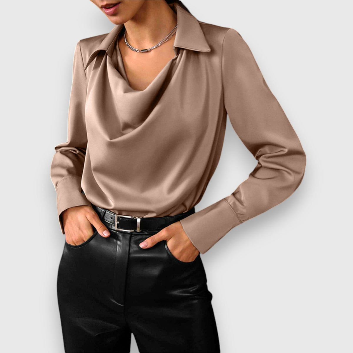 Blouse à Encolure Drapée Avec Manches Longues Pour Femmes | Idéale Pour Toutes Saisons