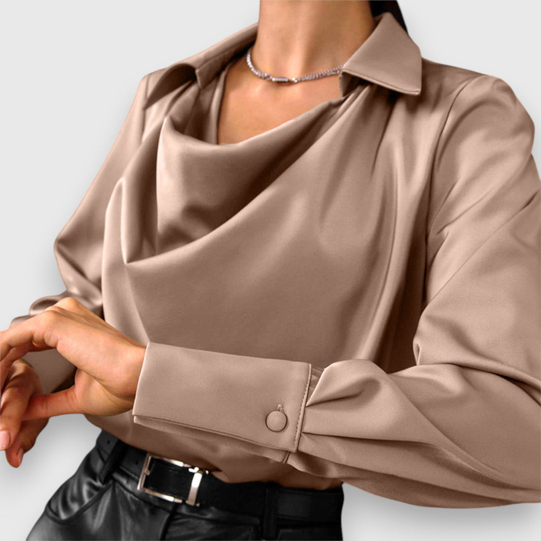 Blouse à Encolure Drapée Avec Manches Longues Pour Femmes | Idéale Pour Toutes Saisons