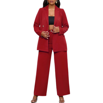 Ensemble Veste et Pantalon à Jambes Larges pour Femme | Idéal pour le Bureau et le Quotidien