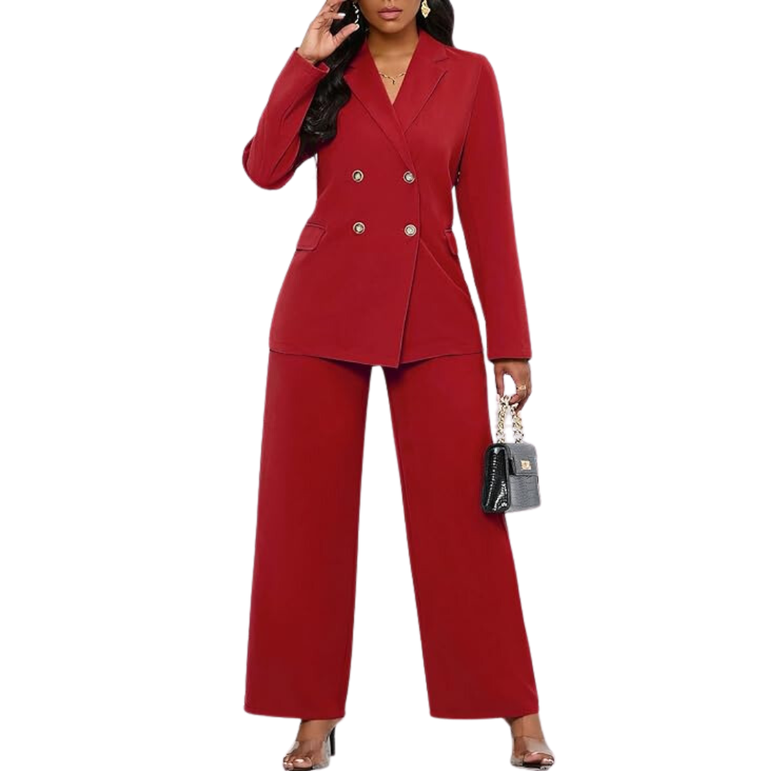 Ensemble Veste et Pantalon à Jambes Larges pour Femme | Idéal pour le Bureau et le Quotidien