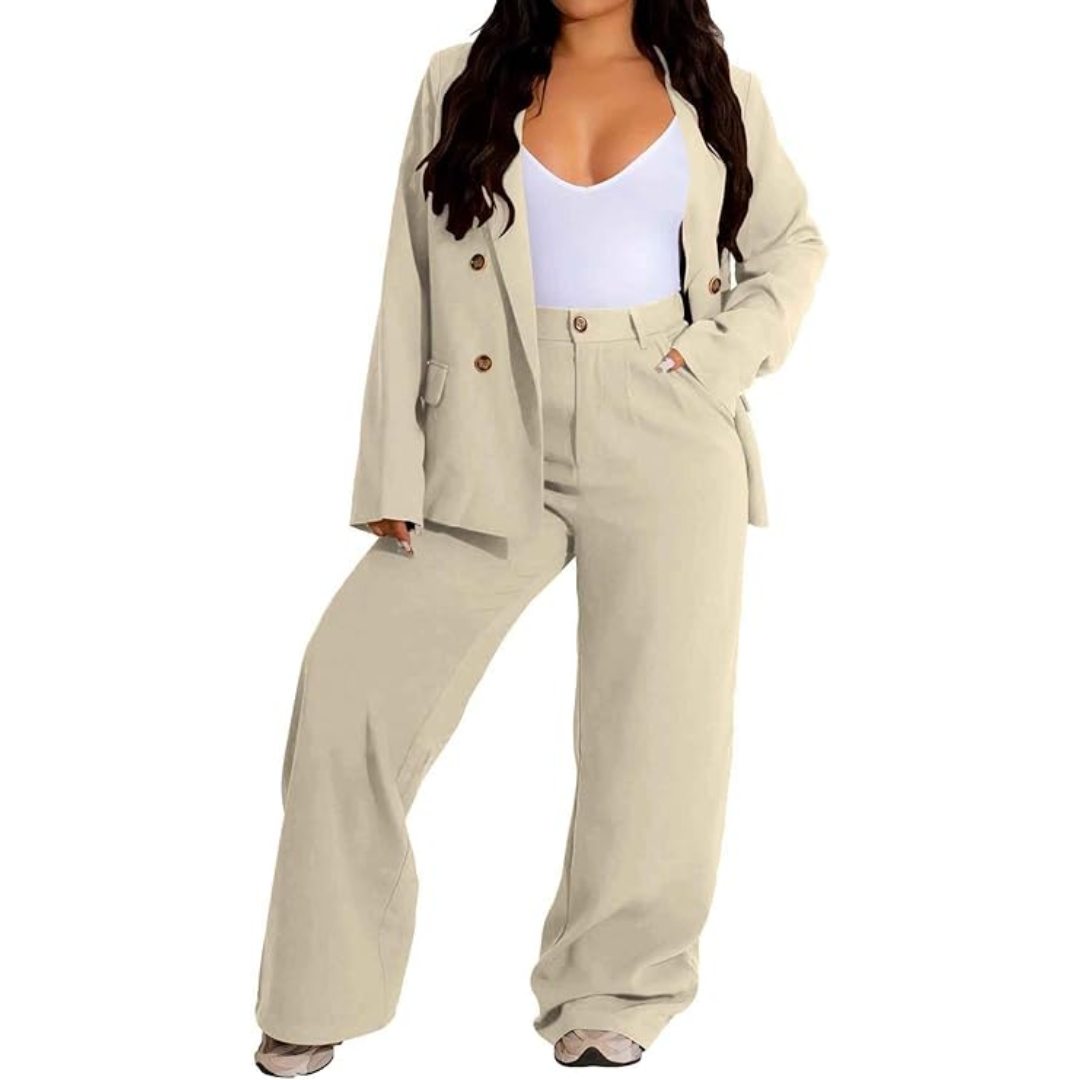 Ensemble Veste et Pantalon à Jambes Larges pour Femme | Idéal pour le Bureau et le Quotidien